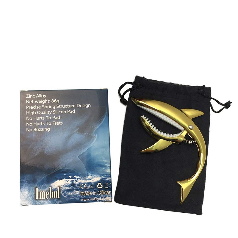 Imelod Zinc Alloy Guitar Capo Shark Capo for Acoustic and Electric Guitar with Good Hand Feeling, No Fret Buzz and Durable(Gold) - Image 5